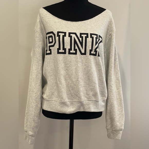 Victorias Secret PINK XL Off Shoulder Fleece Lined Sweatshirt 797 - Picture 1 of 8